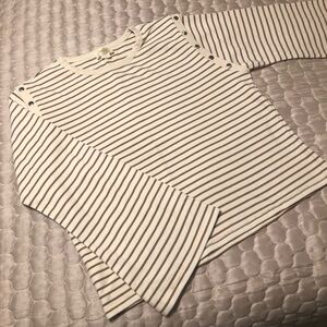 Maeve Anthropologie Striped Snap-Shoulder Top- Small